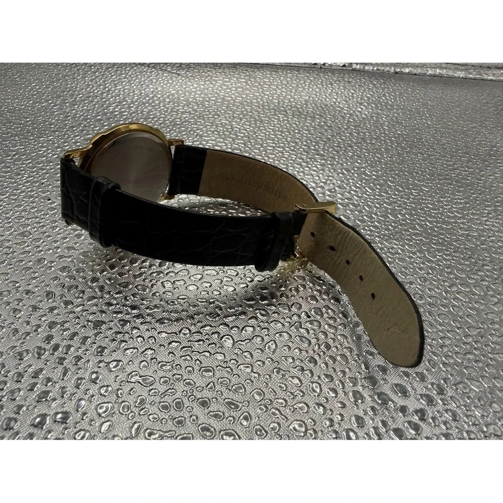 Speidel Gold Tone Black Dial Roman Numeral‎ Quartz Dress Watch Mens Womens